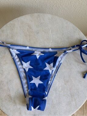 SHEIN Blue & White Star Tie-Side Bikini Bottom